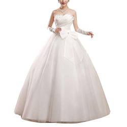 Damen Prinzessin Ärmellos Abendkleid Lange Ballkleid A Linie Brautkleid 3 L von GELing