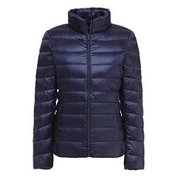 GELing Damen Steppjacke Übergangsjacke Leicht Daunenjacke Slim Mantel Marine XL von GELing