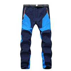 GELing Herren Wanderhose Outdoorhose Trekkinghose Softshellhose Skihose Wasserdicht Winddicht Funktionshose Schnell Trockend Warm Gefüttert Skihose Winterhose,Blau,4XL von GELing