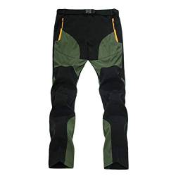 GELing Herren Wanderhose Outdoorhose Trekkinghose Softshellhose Skihose Wasserdicht Winddicht Funktionshose Schnell Trockend Warm Gefüttert Skihose Winterhose,Grün,4XL von GELing