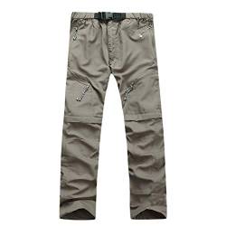 GELing Herren Zip-Off-Wanderhose-Trekkinghose Wandelbare Outdoor-Hose Radhose Funktionsshorts Schnell trocknend Winddicht Camping Funktionshose Cargo Outdoor Hose mit Reißverschlusstaschen,Khaki,L von GELing