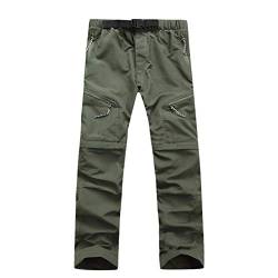 Herren Zip-Off-Wanderhose-Trekkinghose Wandelbare Outdoor-Hose Radhose Funktionsshorts Schnell trocknend Winddicht Camping Funktionshose Cargo Outdoor Hose mit Reißverschlusstaschen,Armeegrün,L von GELing