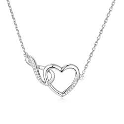 GEMLANTO 925 Sterling Silber Halskette Damen, Herz Infinity Kette für Frauen Mädchen Damen Schmuck Zirkonia Geburstag Geschenke für Sie 40+5cm von GEMLANTO