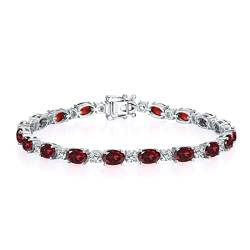 GEMLANTO Armband Damen 925 Sterling Silber Granat Tennis Armband Damen Januar Geburtsstein Schmuck Geschenk für Sie Valentinstag Verlobung Geburtstags Muttertags Weihnachten von GEMLANTO