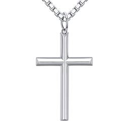 GEMLANTO Sterling Silber Halskette Kreuz Kette für Herren, Sterling Silber Anhänger mit Edelstahl Kette Geschenke für ihn Herren Vatertag Kettenlänge: 60 cm von GEMLANTO