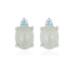 Aquamarin-Ohrstecker für Damen, ovale Form, Edelsteinperlen, hergestellt aus 925er Silber, Schmuck für Sie von GEMSTONE COUTURE