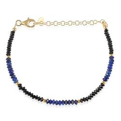 GEMSTONE COUTURE Armband aus natürlichem Lapislazuli und schwarzem Spinell-Edelstein für Damen, hergestellt aus 925er Silber, Kettenschmuck – 22 cm von GEMSTONE COUTURE