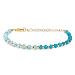 GEMSTONE COUTURE Blaues Opal und Larimar Perlen Armband für Damen handgefertigter Edelstein Perlenschmuck aus 925er Sterlingsilber – 22 cm von GEMSTONE COUTURE