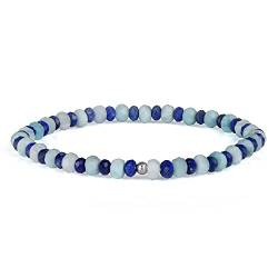 GEMSTONE COUTURE Larimar und Lapislazuli Perlen dehnbares Armband natürlicher handgefertigter Edelstein Perlen Unisex Schmuck – 18 cm von GEMSTONE COUTURE