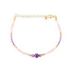 GEMSTONE COUTURE Rosafarbenes Opal- und Phosphosderit-Perlen-Armband für Damen, natürlicher Edelstein, handgefertigter Schmuck für Damen – 22 cm von GEMSTONE COUTURE