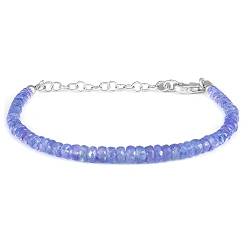 GEMSTONE COUTURE Tansanit Perlen Armband für Damen handgefertigter Edelstein Perlenschmuck aus 925er Sterlingsilber – 22 cm von GEMSTONE COUTURE