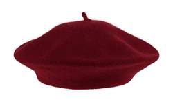 GEMVIE Barett Mütze Damen Klassische Baskenmütze im Französische Stil Einfarbig Winter Beanie Mütze Rot von GEMVIE