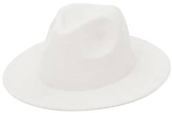 GEMVIE Filzhut Herren Damen Fedora Hut Breite Krempe Panama Hut Bogart Hut M Weiß von GEMVIE