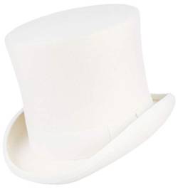 GEMVIE Zylinder Hut Herren Zylinderhut Weiß Damen Fedora Hut für Fasching Hochzeit Mottoparty Partyhut von GEMVIE