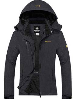 GEMYSE wasserdichte Berg-Skijacke für Frauen Winddichte Fleece Outdoor-Winterjacke mit Kapuze (Graphitgrau,M) von GEMYSE