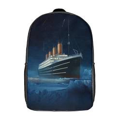 GENBAK Titanic Rucksack Schultaschen Für Mädchen Jungen Filmplakat Rucksack Mit Tasche Mode Schultasche Kinderrucksack 17zoll von GENBAK
