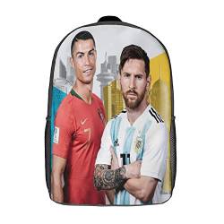 Rucksäcke Mädchen Kinder Schulrucksack Ronaldo VS Messi Schultasche 3D Gedruckt Fußballspieler Schultasche Für Kinder Grund- Und Mittelschüler 17zoll von GENBAK