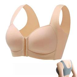 GENERICOL Lamuse Bra Seamless Front Closure Wire-Free Push Up Bra, BH mit Vorderverschluss Frontverschluss BH Push Up BH Ohne BüGel Sport BH GroßE BrüSte (Beige,100 D) von GENERICOL