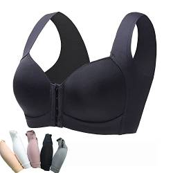 GENERICOL Lamuse Bra Seamless Front Closure Wire-Free Push Up Bra, BH mit Vorderverschluss Frontverschluss BH Push Up BH Ohne BüGel Sport BH GroßE BrüSte (Schwarz,115 E) von GENERICOL