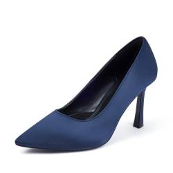 Elegante High Heels Damenpumps mit 10 cm Absatz, stilvoll für Büro und Hochzeitskleider, Marineblau, 40 EU von GENSHUO