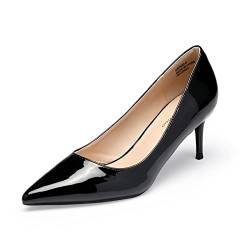 GENSHUO Damen Stiletto Pumps mit Niedrigem Absatz 6 cm/2,36 Zoll Spitz Lack High Heels Elegant Geschlossene Low Heels für Arbeit Abschlussball Hochzeit Stöckelschuhe, Schwarz 40,5EU von GENSHUO