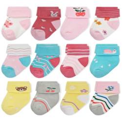 GENTABY Baby Jungen Socken Dicke Terry Socken Mädchen Neugeborene Warme Winter Kleinkind Thermische Niedliche Muster Socken 12 Paar 0-6 Monate von GENTABY
