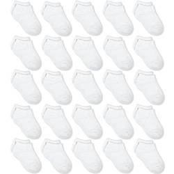 GENTABY Jungen Mädchen Socken - Unisex Kleinkind Weiß Low Cut Socken - 25 Paar für 10-13 Jahre Kleinkind Neugeborene Schule Strapazierfähige Socken Sport von GENTABY