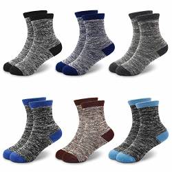 GENTABY Jungen dicke socken Kinder Winter Schwarz Blau Grau Elastische Warme Socken Heimsocken Sportsocken Geeignet für Kinder von 6 Paar 5-7 Jahren 27-30 von GENTABY