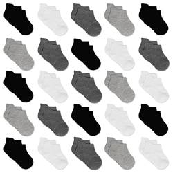 GENTABY Jungen socken Kinder Sneakersocken Mädchen 25 Paar Schwarze graue weiße Kindersocken Größe 19-22 Alter 1-2 Jahre von GENTABY