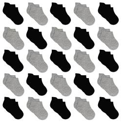 GENTABY Jungen socken Kinder Sneakersocken Mädchen 25 Paar Schwarze graue weiße Kindersocken Größe 23-26 Alter 2-4 Jahre von GENTABY