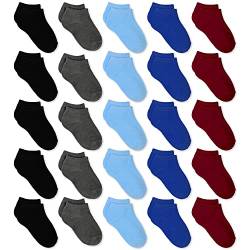 GENTABY Kinder Socken Jungen Mädchen Socken - Kleinkind Bunte Baby socken 20-22 Schwarz Knöchelsocken 1-2 Jahre 25 Paar Kinder Trainieren Laufen Wandern zu Hause tragen Socken von GENTABY