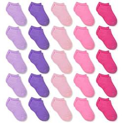 GENTABY Kinder Socken Jungen Mädchen Socken - Kleinkind Bunte Baby socken Lila Rosa Knöchelsocken 2-4 Jahre 25 Paar Kinder 23-26 Trainieren Laufen Wandern zu Hause tragen Socken von GENTABY