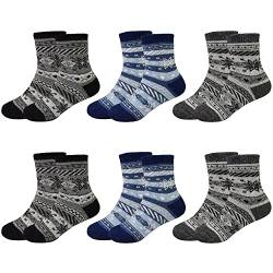 GENTABY Kinder Wollsocken Jungen Mädchen Warme Socken - Winter socken Kleinkind Dicke Socken Kinder 6 Multipack 20-26 Thermosocken Stiefel Wandern Skifahren Zuhause 1-3 Jahre von GENTABY