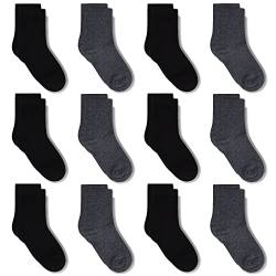 GENTABY Socken Jungen 27-30 Sportsocken Schwarz Weiß Grau Elastische Kinder Socken 19-22 für 1-2 Jahre 12 Paar Mädchen Kleinkind Socken von GENTABY