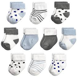 GENTABY Unisex Baby Socken Baumwolle Terry Warme 10 Paar Baby Jungen Neugeborene Socken Baby Mädchen 0-6 Monate Kleinkind Socken Dicke Winter Socken von GENTABY