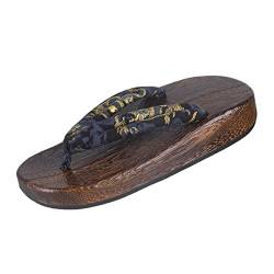 Flache Flip-Flop-Sandalen Geta Holzschuhe Japanische traditionelle Schuhe Outdoor-Sandalen für Erwachsene Herren Hausschuhe Plateauschuhe Kimono-Schuhe für Strandreisen ( Color : E , Size : 40/41 EU ) von GENYS