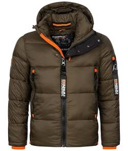 GEO NORWAY Calix Men - Herren Daunenjacke Matelassée Herren Jacke Mantel Warm Warm Futter Winter Herren - Winddichte Jacke Langarm (Khaki S) von GEO NORWAY