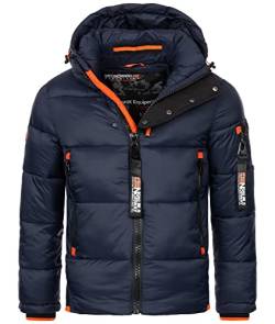 GEO NORWAY Calix Men - Herren Daunenjacke mit Steppung Jacke Mantel Warm Warmfutter Winter Herren - Winddichte Jacke Langarm (Marine XXL) von GEO NORWAY