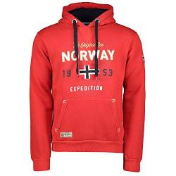 GEO NORWAY GUITRE Men - Herren Hoodie Kapuzenjacke - Herren -Logo-Kapuzenpullis - Sweatjacke Kapuze Sweater Verschluss - Sweat Sport Casual Basic Männer (Rot M) von GEO NORWAY