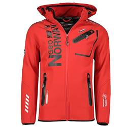 GEO NORWAY ROYAUTE MEN - Herren Softshell Jacke - Outdoor Ubergangsjacke Winddichte Winterjacke - Ideal Outdoor Aktivitäten - Softshelljacke Funktionsjacke Warme A - ROT / SCHWARZ - XXL von GEO NORWAY