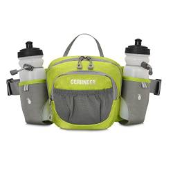 GERIINEER wasserdichte Bauchtasche Gürteltasche Hüfttasche mit Flaschenhalter Damen und Herren Bauchtasche Geeignet für Reise Sport Running und Alle Outdoor Aktivitäten Damen Herren (Grün) von GERIINEER