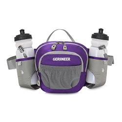 GERIINEER wasserdichte Bauchtasche Gürteltasche Hüfttasche mit Flaschenhalter Damen und Herren Bauchtasche Geeignet für Reise Sport Running und Alle Outdoor Aktivitäten Damen Herren (Lila) von GERIINEER