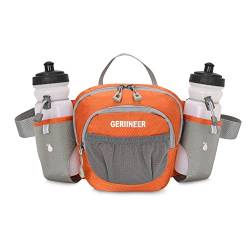 GERIINEER wasserdichte Bauchtasche Gürteltasche Hüfttasche mit Flaschenhalter Damen und Herren Bauchtasche Geeignet für Reise Sport Running und Alle Outdoor Aktivitäten Damen Herren (Orange) von GERIINEER