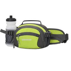 GERIINEER wasserdichte Bauchtasche Gürteltasche mit Flaschenhalter Damen und Herren Bauchtasche Geeignet für Reise Sport Running und Alle Outdoor Aktivitäten Hüfttasche Damen Herren Sport (Grün) von GERIINEER