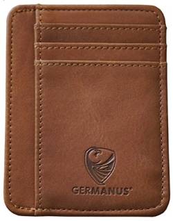 GERMANUS Kreditkartenetui Albrunus - Made in EU - Geldbörse Leder Etui für Kreditkarten und Visitenkarten (Hellbraun) von GERMANUS