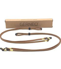 GERNEO® - DAS ORIGINAL - Premium Brillenband Leder aus hochwertigem PU Glatt- und Wildleder Kombination für Lesebrille & Sonnenbrille - 2x hellbraun - Befestigung in gold - 2er Pack von GERNEO