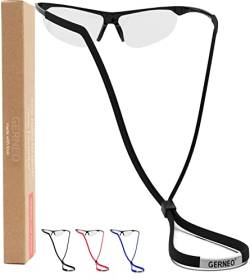 GERNEO® - DAS ORIGINAL - Premium Brillenband & Sportbrillenband - extrem zuverlässiges Brillenband für Sportbrillen, Sonnenbrillen etc. – Wasserfest (1x Tiefschwarz / 1x Tornadorot / 1x Königsblau) von GERNEO