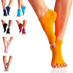 GERNEO® - DAS ORIGINAL - Premium Yoga Socken offen - zehenfreie Füsslinge - Hellorange von GERNEO