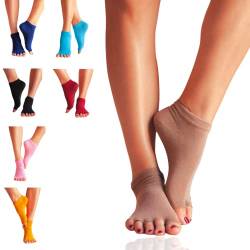GERNEO® - DAS ORIGINAL - Premium Yoga Socken offen - zehenfreie Füsslinge - hellgrau von GERNEO