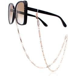 GERNEO® – Mendoza – Premium Brillenkette & Brillenband in vielfältigen Farben aus 18 Karat Gold oder 925er Silber – mit großen länglichen Gliedern & Perlen (rosegold) – für Lesebrillen & Sonnenbrillen von GERNEO